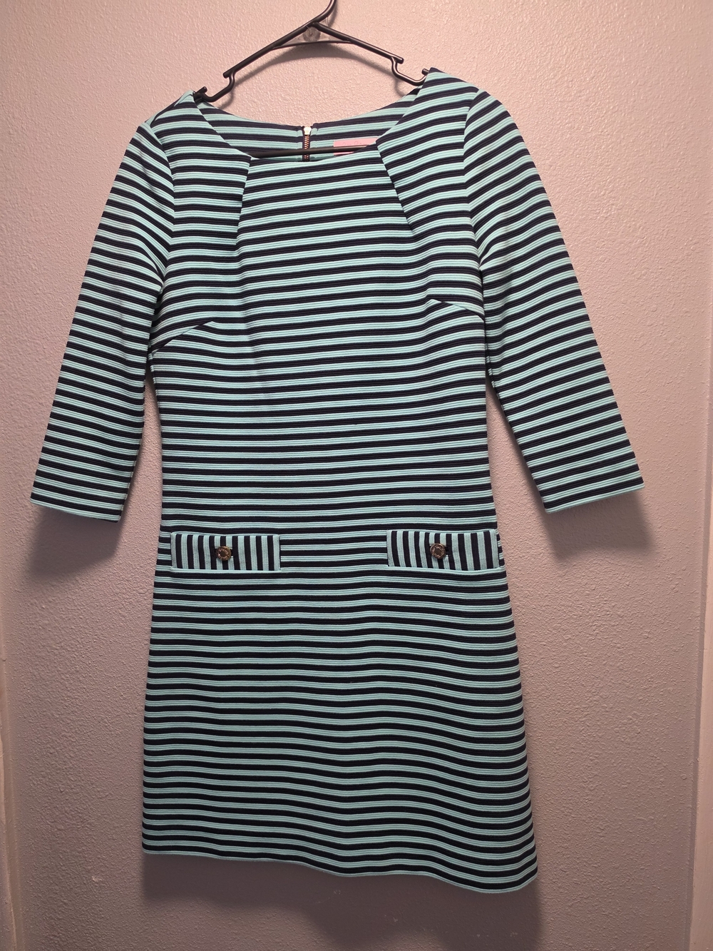 Lilly Pulitzer Aqua and Black Striped Mini Dress